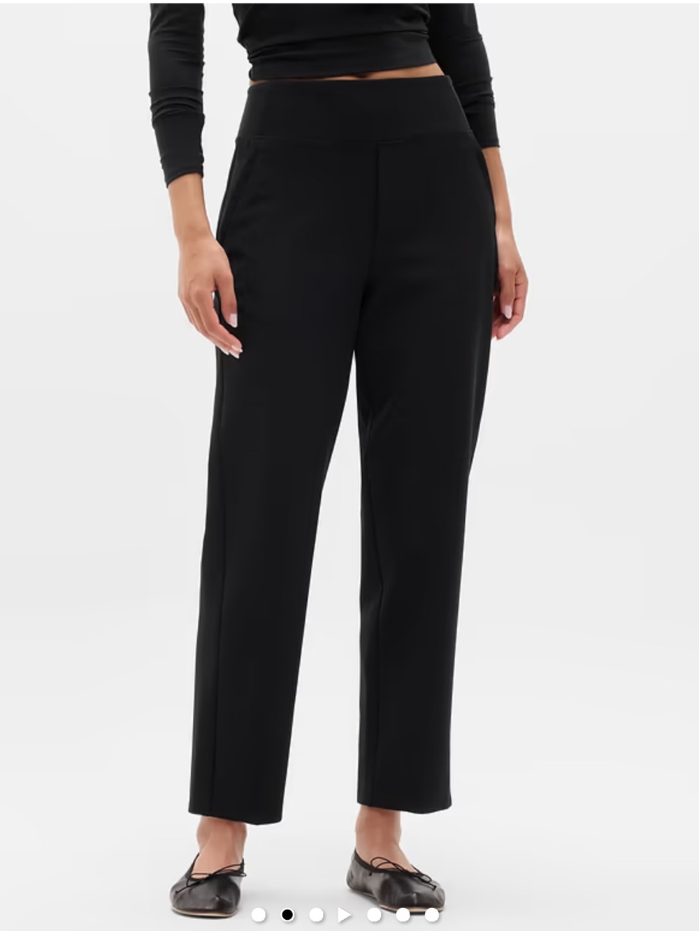 Athleta Endless High Rise Pant Black Tapered Leg Pull On Athleisure 8 Tall